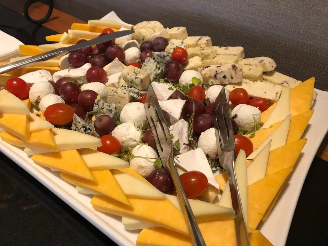 Cheese and fruit display for kosher event